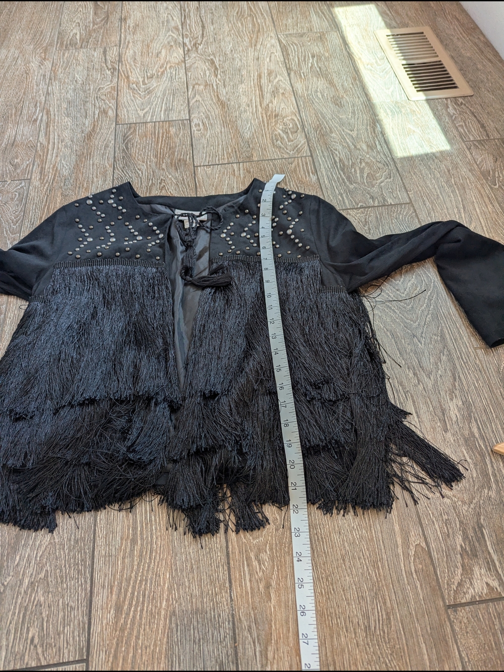 Ariat Women's Black Fringe Studded Jacket Tie Front Size Small Western Cowgirl - Picture 9 of 10